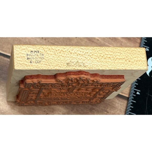 PSX K-1337 HAPPY BIRTHDAY CAKE WOOD MOUNTED RUBBER STAMP HEARTS STARS - Picture 4 of 4